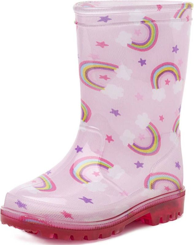 Kinderlaars PVC - kinderlaars roze met LED - CATO - regenboog