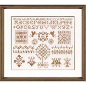 Merklap Sampler in Bronze borduurpakket - Lanarte