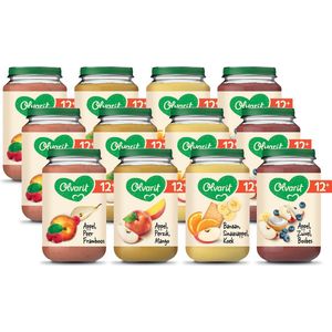 Olvarit Variatiemenu Fruithapjes 12+ Maanden - 4 Smaken – 12 x 200g
