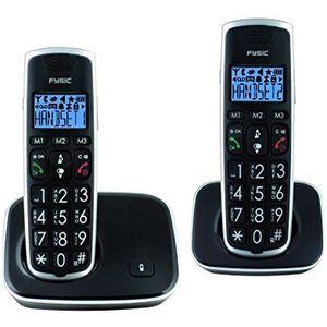 FX-6020 - Draadloze Telefoon - Zwart - Materiaal: Kunststof - Inclusief 2 Handsets