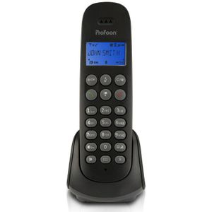 Profoon PDX Telefoon, DECT 300, draadloos, Gap-compatibel, uitbreidbaar, compatibel met hoorapparaten, handsfree-functie, telefoonboek, zwart