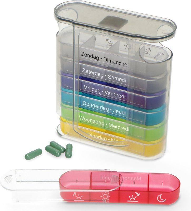Fysic FC-53 Pillendoos - 7 doosjes voor iedere dag van de week - transparant met dag-doosjes