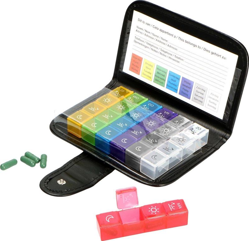 Fysic FC-54 - Pillendoos - Zwart - 7 Doosjes voor Iedere Dag van de Week