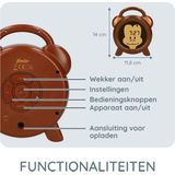 Alecto BC-100 MONKEY - Slaaptrainer voor kinderen - Kinderwekker met Nachtlamp en Wekker - Aap