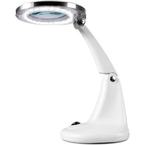 Fysic FL-30 LED Tafelloeplamp met ledlicht, tafellamp met vergrootglas om te knutselen, lezen, naaien, vrije tijd, werk, beperkt gezichtsvermogen (wit)