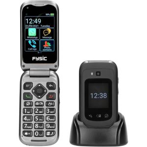 Eenvoudige Mobiele Klaptelefoon Voor Senioren met SOS Paniekknop Fysic F25 Zwart