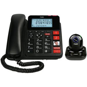 Fysic FX3960 Seniorentelefoon - vaste telefoon met noodzender - extra grote toetsen - handsfree-functie - zwart