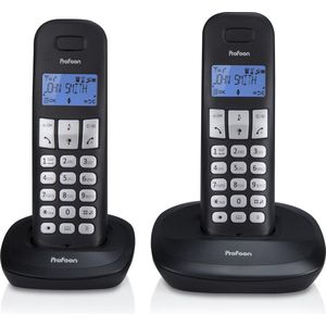 Profoon PDX-1120 Draadloze Dect Telefoon - 2 handposten - Lange standby tijd - Zwart
