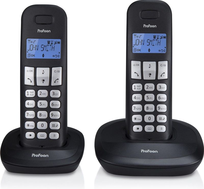 Profoon PDX-1120 Draadloze Dect Telefoon - 2 handposten - Lange standby tijd - Zwart