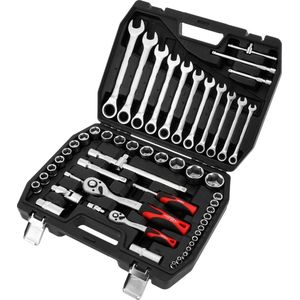 Airpress Gereedschapskoffer | Doppenset met chroom vanadium | 54 delig professioneel - 75248