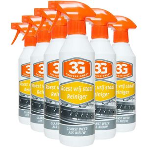 6x 3G Professioneel Roestvrijstaal Reiniger 500 ml