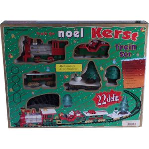 Kersttrein set rijdende decoratie trein met muziek en licht 22-delig - Kersttreinen - Kerstversiering/kerstdecoratie
