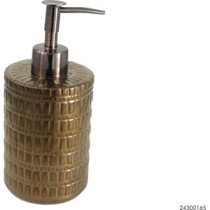 Zeeppompje/zeepdispenser brons keramiek 20 cm - Navulbare zeep houder - Toilet/badkamer accessoires
