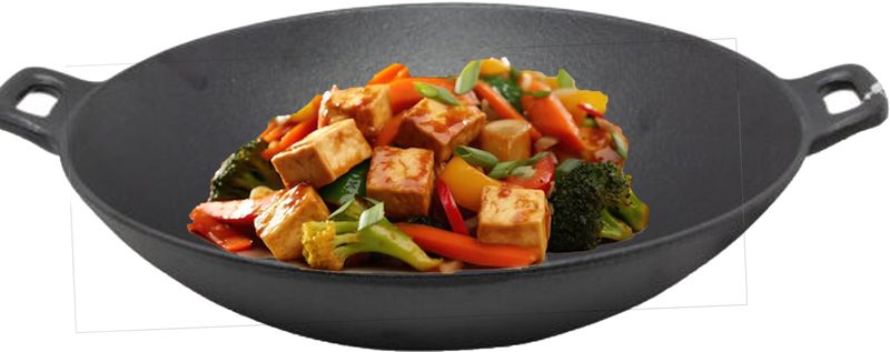 Cast Iron Wokpan / Wadjan Gietijzer - ø 31 cm - Zonder anti-aanbaklaag