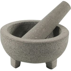 Vijzel met stamper marmer wit rond 140mm - De Kruidenbaron