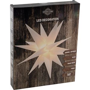 Verlichte kunststof kerstster lampion wit 35 cm op batterijen - Kerststerren met licht - Kerstdecoratie/kerstversiering