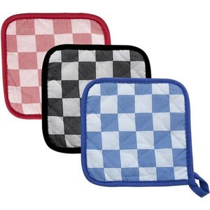 Pannenlap 17cm ruit rood,blauw of zwart (1 stuk) assorti