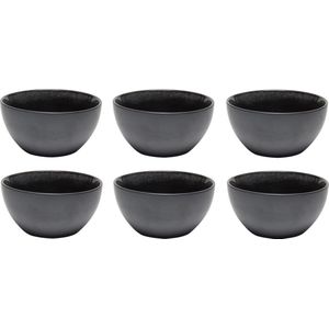 Bellatio Design Kommetje/serveer schaaltje Samos - antraciet/zwart - 1x - ontbijt/hapjes - keramiek - stapelbaar - 12 x 6 cm - Soepkommen