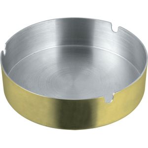 Asbak rond - RVS metaal - goud metallic - 9 x 3 cm - buiten/binnen