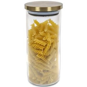 Voorraadpot - 1200 ml - glas - draaideksel - goud - 9.5 x 22 cm - weckpot