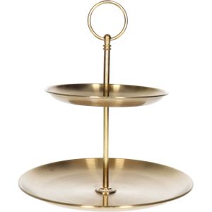 Etagere goud 2-laags rvs Ø14xH20cm goud RVS Merkloos Etagère
