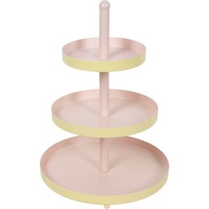 Etagere - Metaal - Roze - 3-laags Ø25xh35cm