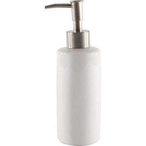 Zeeppompje/zeepdispenser wit keramiek 20 cm - Navulbare zeep houder - Toilet/badkamer accessoires