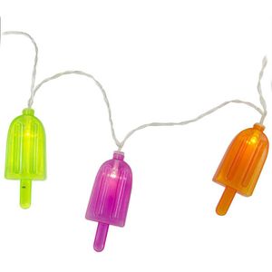 1x LED lichtsnoeren met gekleurde ijsjes 1 meter binnen/buiten feestverlichting - Zomer thema waterijsjes versiering
