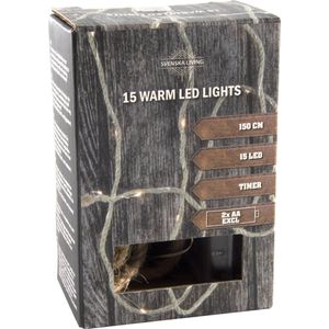 Svenska Living touwverlichting - met 15 micro leds - batterij- 150 cm