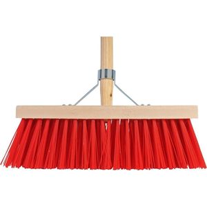 Talen Tools Bezem met Kunststof Haren en Lange Steel - 35 cm Rood