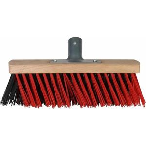 Bezemkop buiten rood/zwart hout/nylon 30 cm