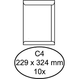 10 Witte zelfklevende akte enveloppen C4 229 x 324 mm