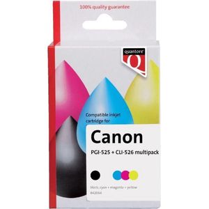 Quantore - Inktcartridge Alternatief - Zwart + 3 Kleuren - Geschikt voor Canon PGI-525/CLI-526