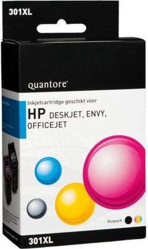 Quantore - Inktcartridge - Zwart + Kleur - Alternatief voor HP 301XL