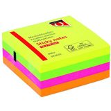 Quantore - Memoblok 76x76mm neon kleuren assorti 4 kleuren | 60 stuks