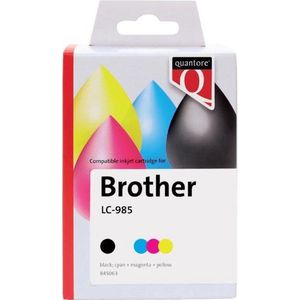 Inktcartridge Quantore Brother LC-985 zwart + 3 kleuren | Pak a 4 stuk