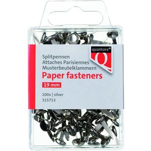 Splitpen Quantore Blister 19mm Zilver - Omdoos A 10 Blister X 100 Stuk - 10 Stuks