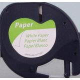 Quantore - Labeltape - 12mm x 4m - Papier - Wit - Zwart Opdruk