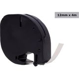 Quantore - Labeltape - Transparant Zwart - 12mm x 4m - Plastic