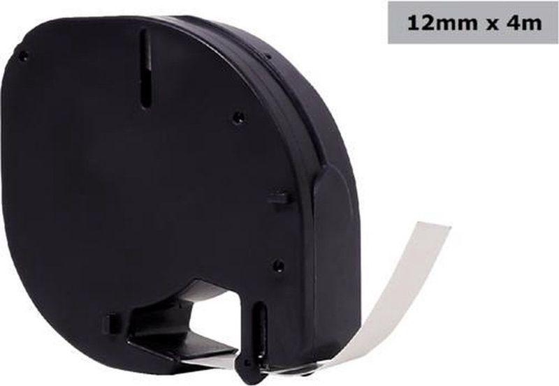 Quantore - Labeltape - Transparant Zwart - 12mm x 4m - Plastic