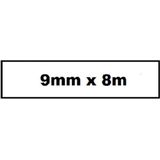 Quantore - TZE-221 Labeltape - Wit/Zwart - 9mm x 8m - 1 Stuk