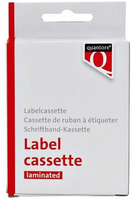 Quantore - TZE-221 Labeltape - Wit/Zwart - 9mm x 8m - 1 Stuk