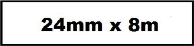 Quantore - TZE - Gelamineerde Tape - Wit - Zwarte Opdruk - 24mm x 8m