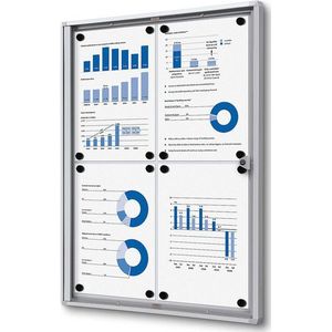 Vitrinebord Quantore voor binnen 4x A4 zilver