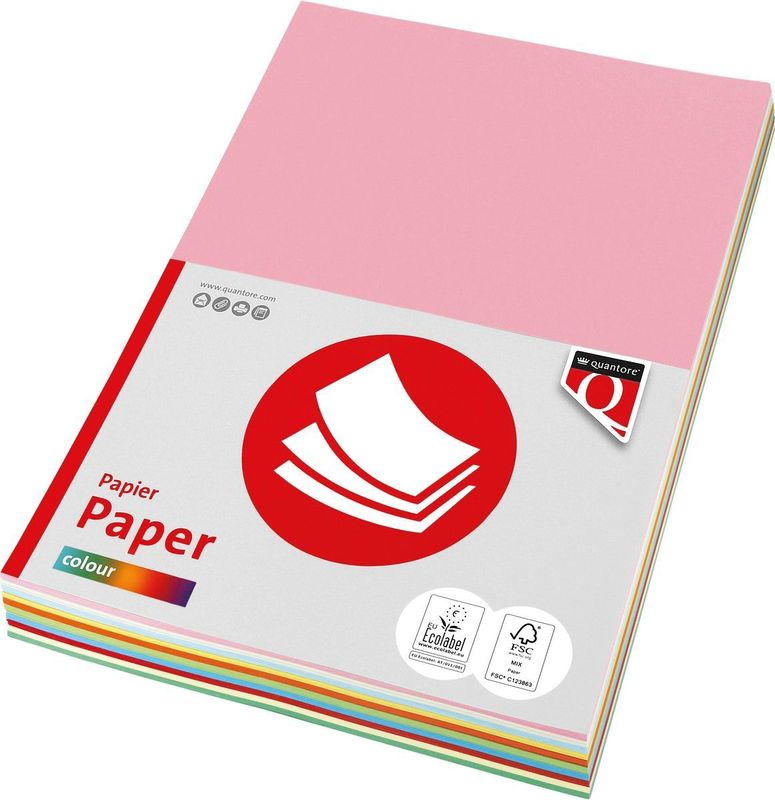 Kopieerpapier Quantore Colour A4 80gr 10 kleuren x 250 vel | 10 stuks