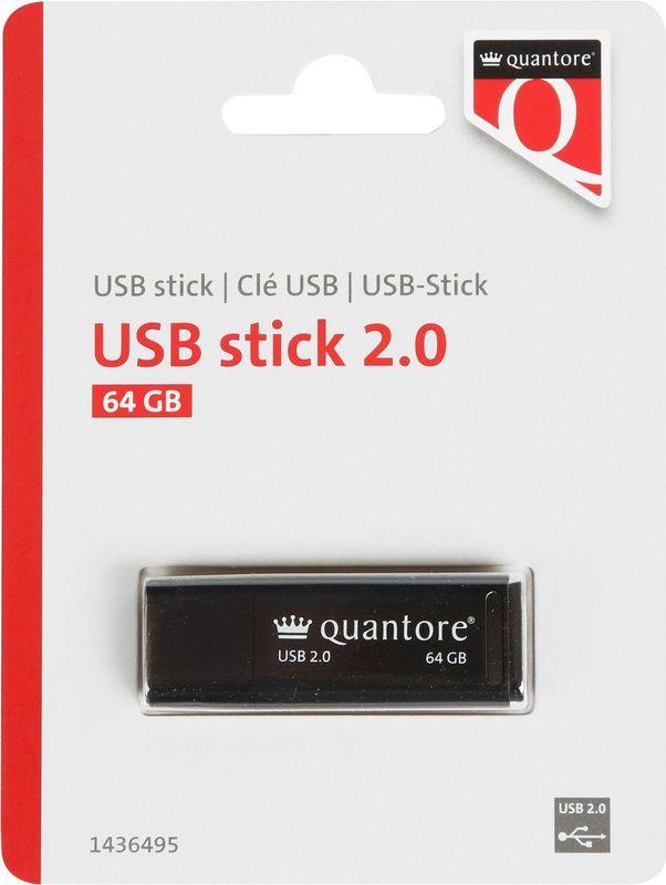 Quantore - USB-stick - Zwart - 64GB - USB 2.0