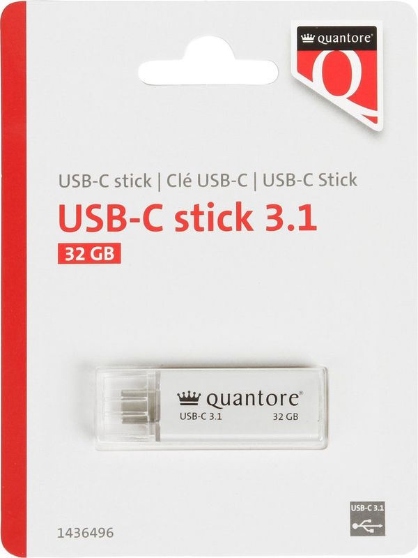 Quantore - USB-C - USB-stick - Zilver - 32GB - USB 3.1