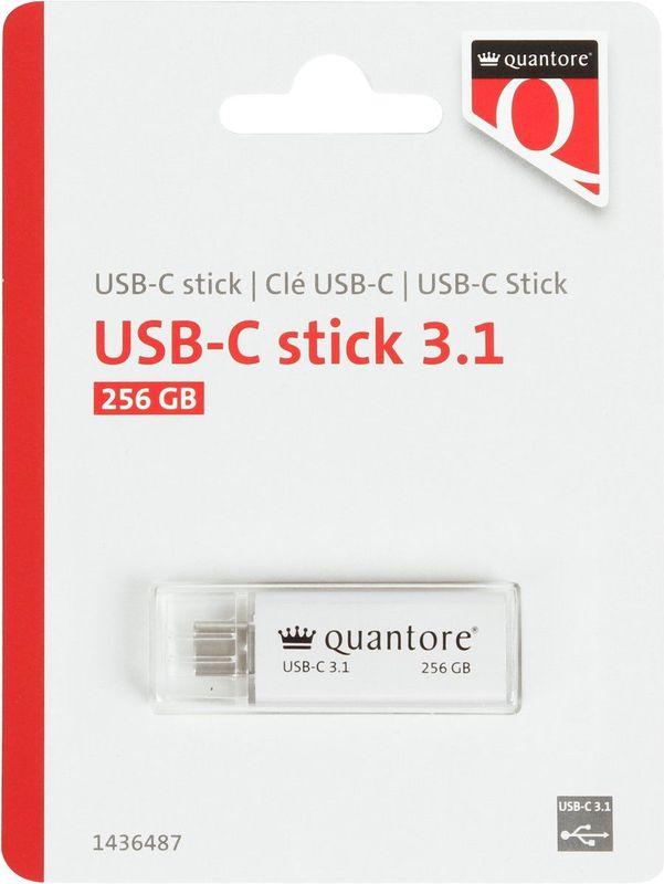 Quantore - USB-C - 256GB - USB-stick - Zilver - 3.1