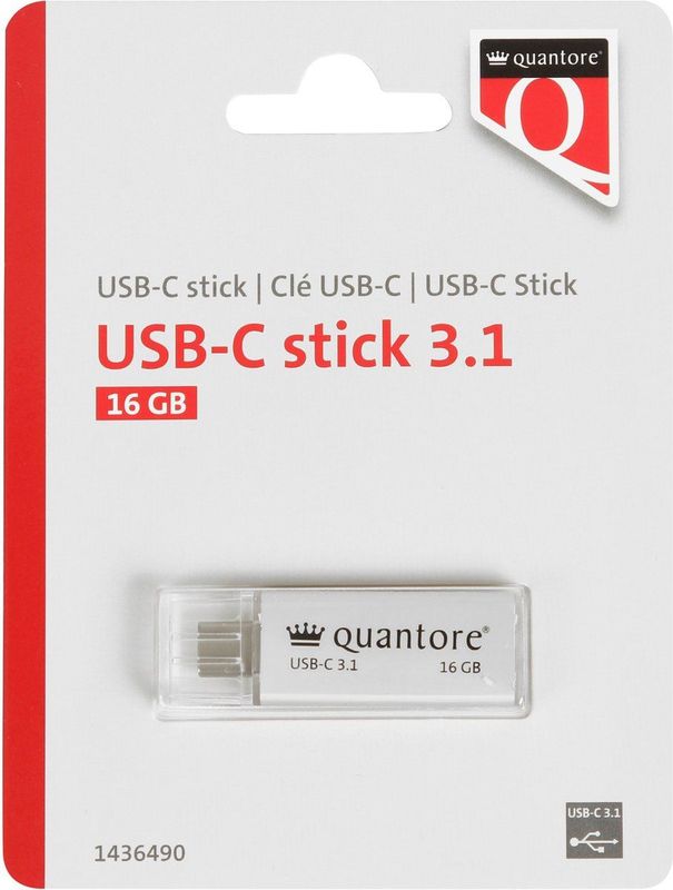 Quantore - USB-C - USB-stick - Zilver - 16GB - 3.1 - 400 stuks