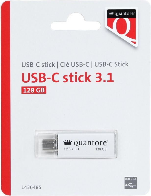 Quantore - USB-C - USB-stick - Zilver - 128GB - 3.1